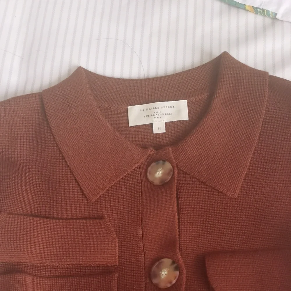 Sezane Betty Cardigan In Hazelnut - Picture 6 of 6